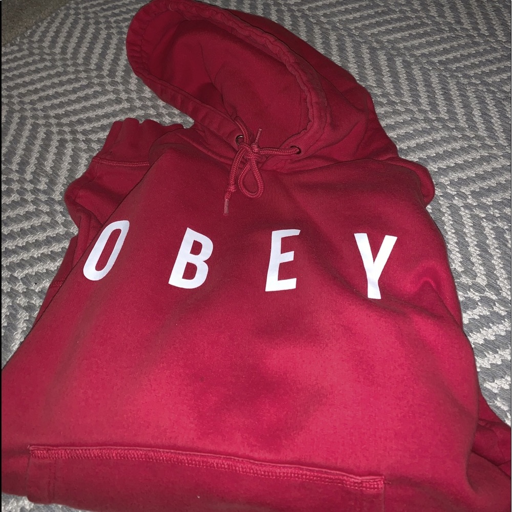 Red obey hoodie